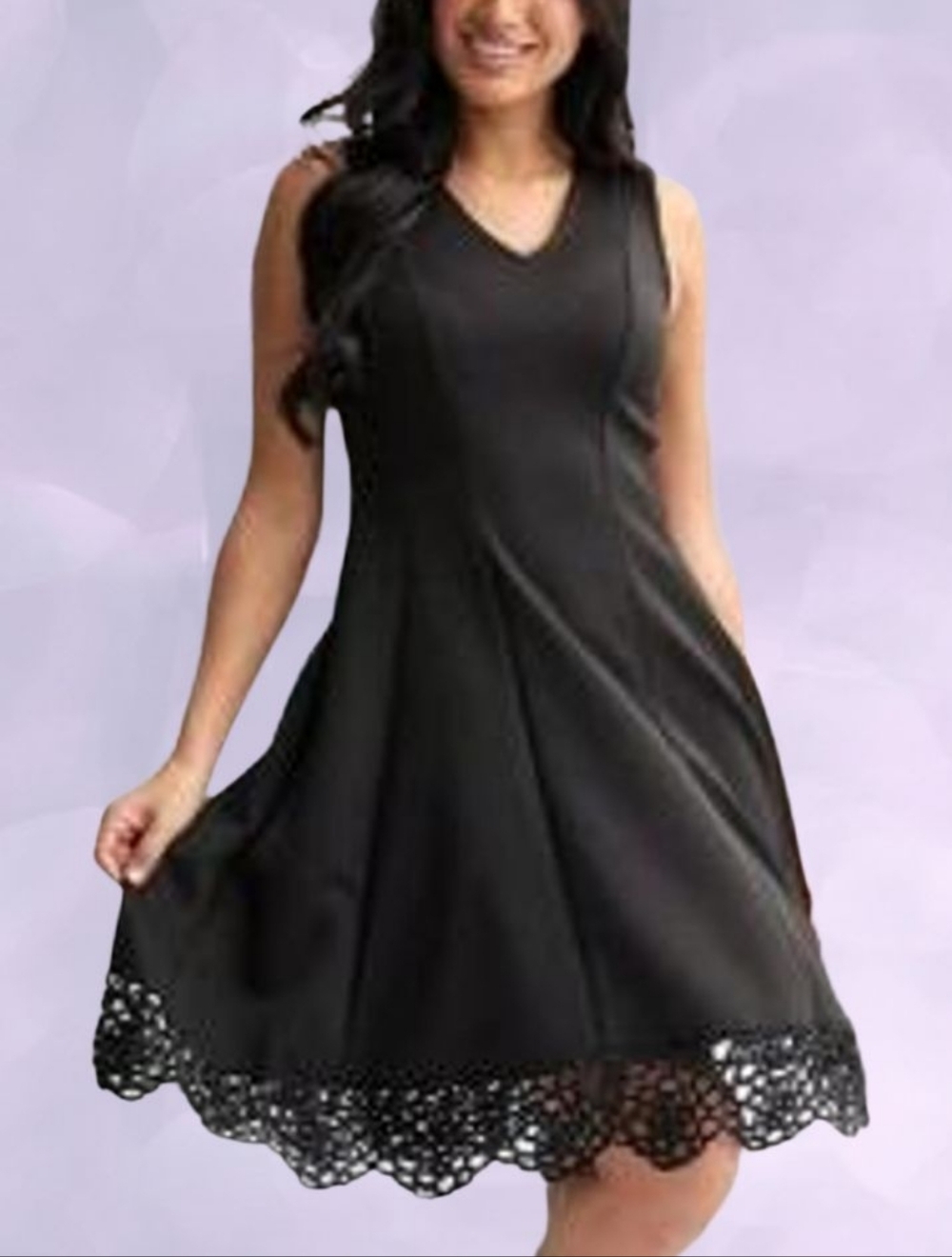 Roz & Ali - Black Sleeveless V-Neck Midi Dress